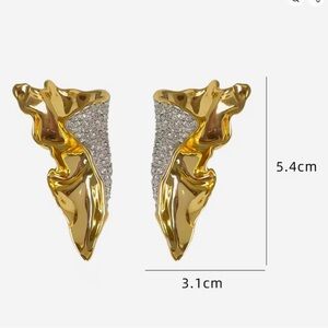 NEW Crystal Cascade Earrings Fold Over Large Gold Alexis Bittar STYLE F28